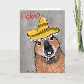 Cartão Cake? Capybara Birthday Celebration Greeting Card