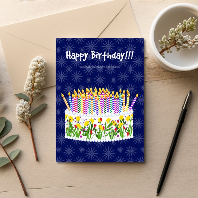 Cartão Cake is a Fire Hazard Birthday (Unique Birthday Cards: Geometric and Flat Art styles featuring florals, animals, and modern designs
)