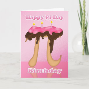 Cartão Cake Pi Day 3.14 March 14th Birthday Greeting Card