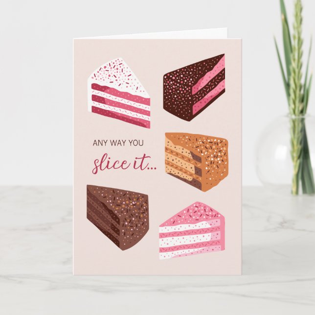 Cartão Cake slices hand drawn illustration birthday card (Frente)