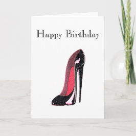 Cartão Calçado Estiletto Esquerdo Negro brilhante