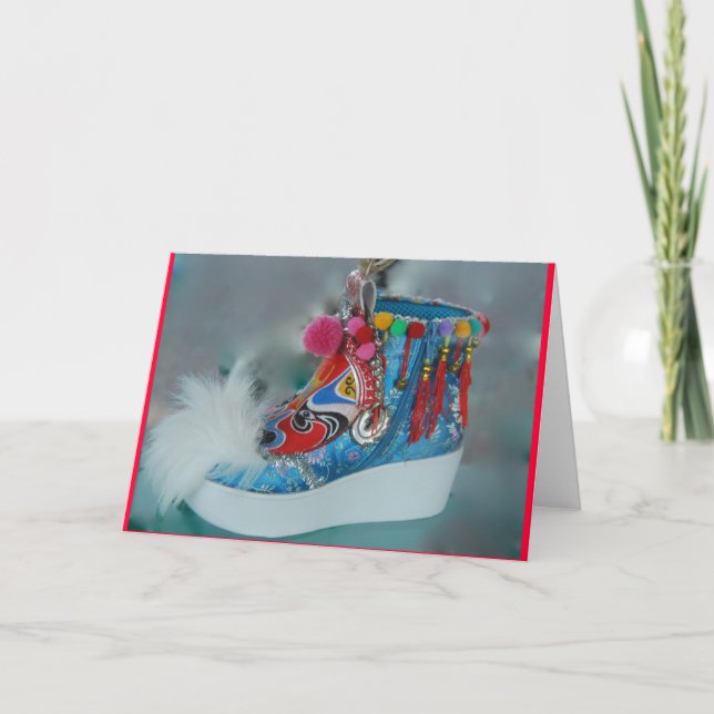 Cartão Calçados coloridos da ópera cantonês (Frente)