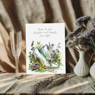 Cartão Calçados de Casamento da Noiva e Flores Selvagens
