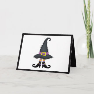 Cartão Calçados de chapéu de bruxas minimalistas do Hallo
