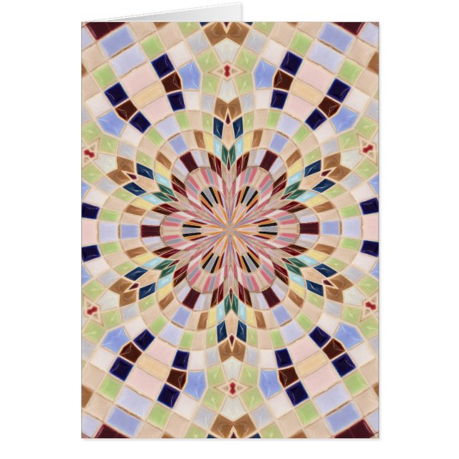 Cartão Caleidoscópio Mosaico Azul e Verde (Frente)