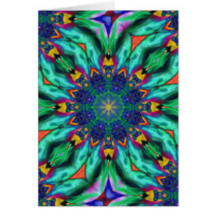 Cartão Caleidoscópio psicadélico da mandala do arco-ír