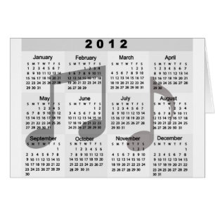 Cartão Calendário 2012 com impressão das notas musicais