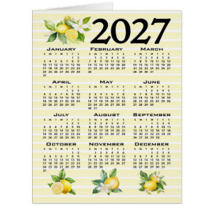 Cartão Calendário 2027 Estilo Italiano Limões Listras Ama
