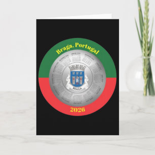 Cartão Calendário de 2026 Fãs Cidade Prata Brasão Braga P