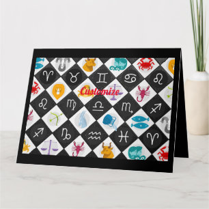Cartão Calendário de Astrologia de Sinal Sun Zodiac Thund