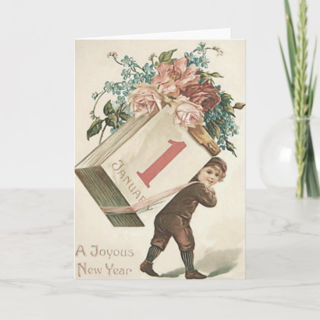 Cartão Calendário de Rosa Menino Não-Me-Esqueças (Frente)