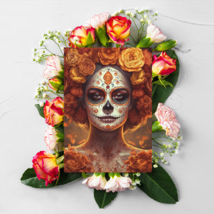 Cartão Calêndula Catrina Dia dos Mortos