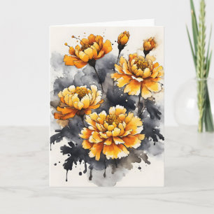 Cartão Calêndula - Flores aquarela