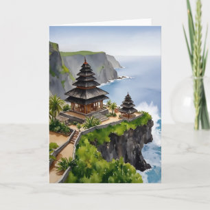 Cartão Cali Indonesia Uluwatu Temple Watercolor