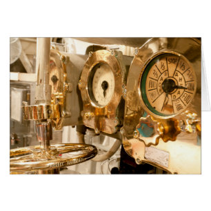 Cartão Calibres e instrumentos navegacionais no submarino