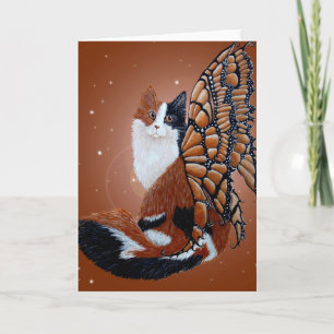 Cartão Calico Butterfly Fairy Cat