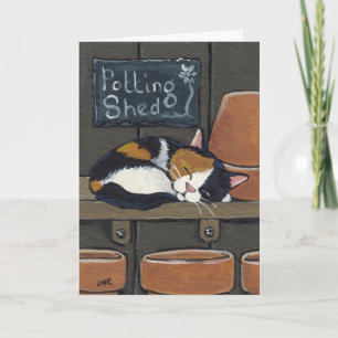 Cartão Calico Cat in the Potting Shed Greeting Card