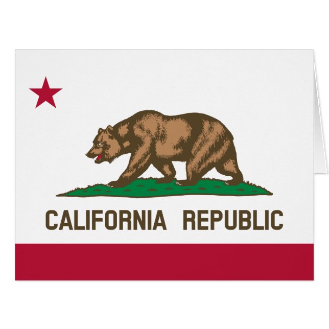 Cartão California Cali Republic Bear Flag, Estados Unidos (Frente horizontal)