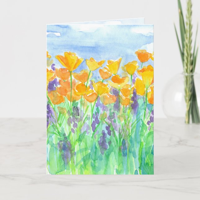 Cartão California Poppies Happy Birthday (Frente)