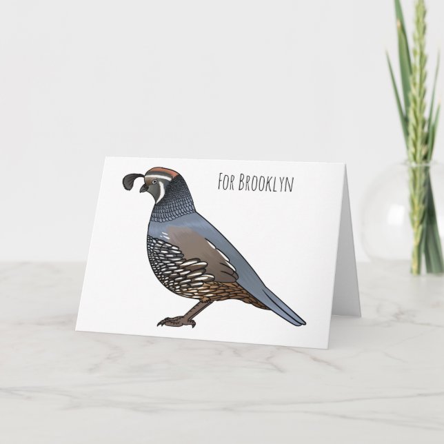 Cartão California quail bird cartoon illustration (Frente)