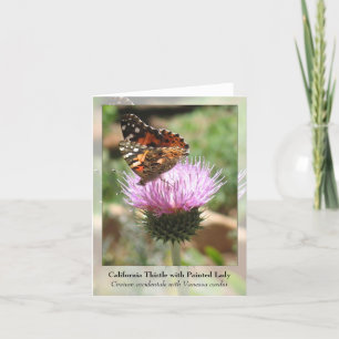 Cartão California Thistle with Painted Lady - Notecard