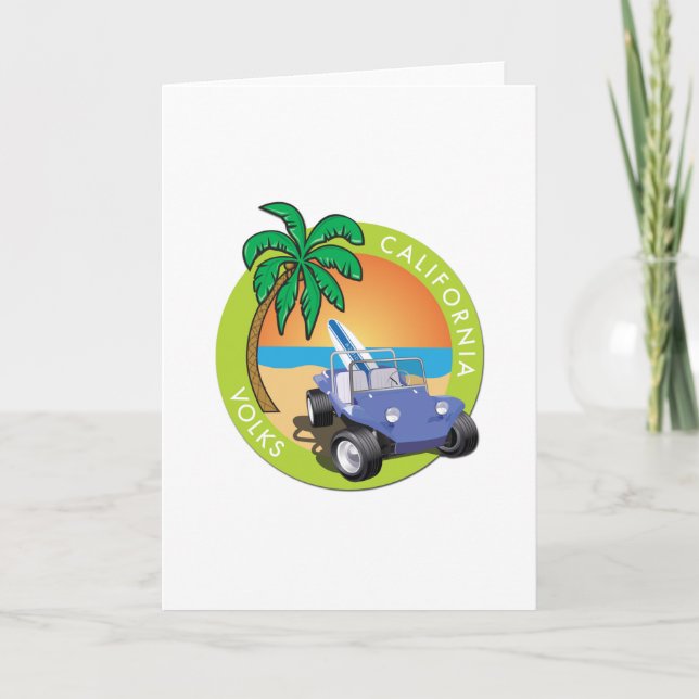 Cartão California Volks Dune Buggy with Palms (Frente)