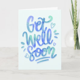 Cartão Caligrafia Azul Gradiente em Breve