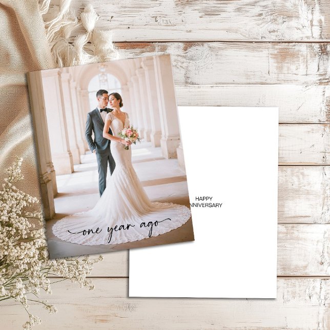 Cartão Caligrafia Elegante Aniversário De Um Ano Atrás (Criador carregado)