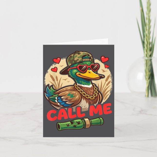 Cartão Call Me Duck Hunting Retro Valentine's Day Men Wom (Frente)