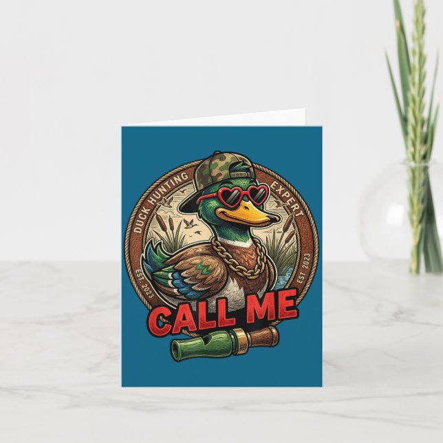 Cartão Call Me Duck Hunting Retro Valentine's Day Men Wom (Frente)
