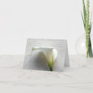 Cartão calla lily on old script handwriting note card