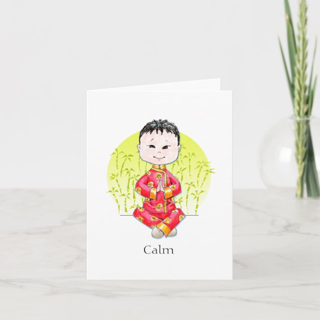 Cartão Calm China Boy note cards (Frente)