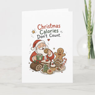 Cartão Calorias de Natal Não Contam Comida Divertida de