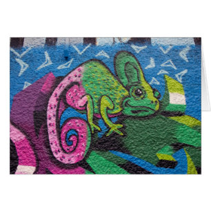 Cartão Camaleão colorido dos grafites