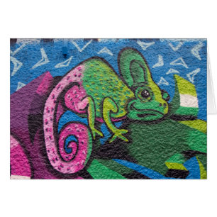 Cartão Camaleão colorido dos grafites