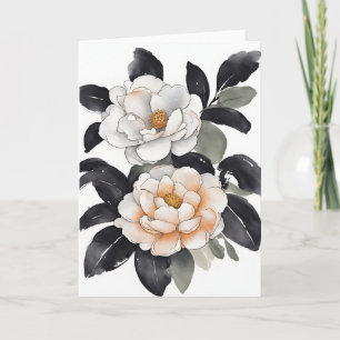 Cartão Camélia - Flores aquarela