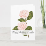 Cartão Camellias In Bloom Daughter Birthday<br><div class="desc">Two beautiful, elegant camellias grace the front of this birthday card. Drawn with pastels, the pink camellias create a delicate and eye-catching design to honor your daughter. The words “Happy Birthday, Daughter” are written across the front. The inside holds a sweet sentiment that you can either keep or customize. Make...</div>