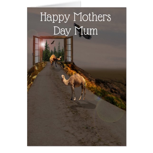 Cartão Camelos Na Estrada Para Wonderland, Dia de as mães (Frente)