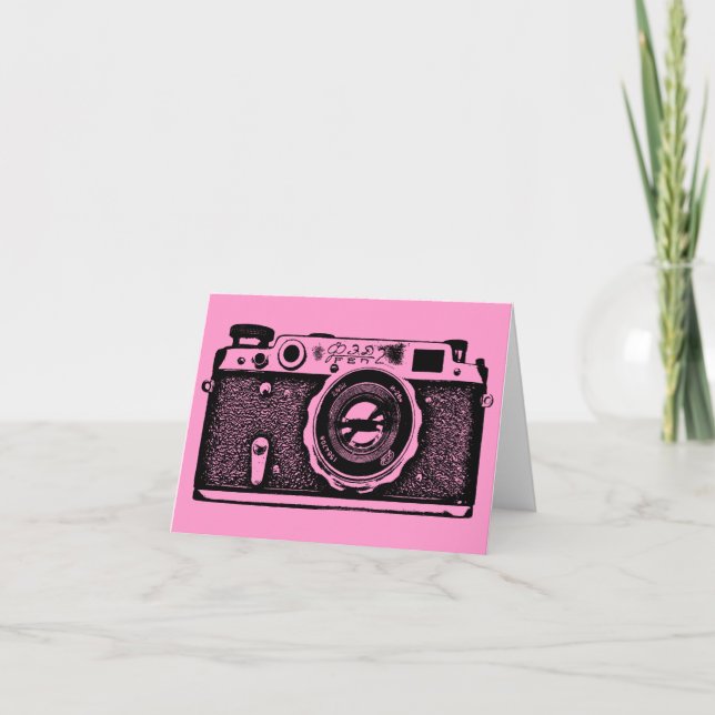 Cartão Câmera Russa soviética - Preto a rosa (Frente)