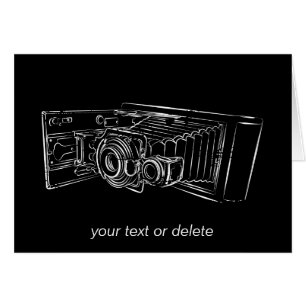 Cartão Câmera velha no branco