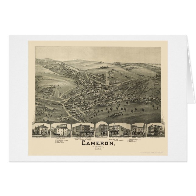Cartão Cameron, mapa panorâmico de WV - 1899 (Frente Horizontal)