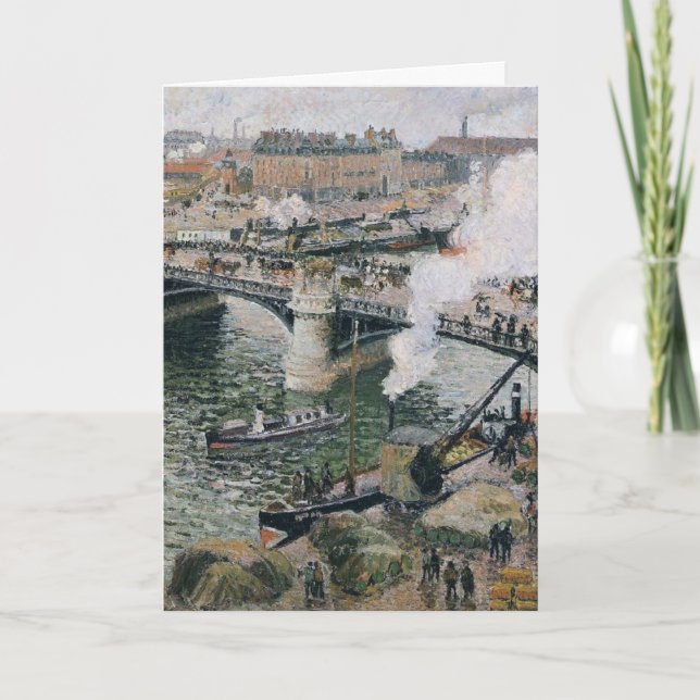 Cartão Camille Pissarro Pont Boieldieu em Rouen Painting (Frente)
