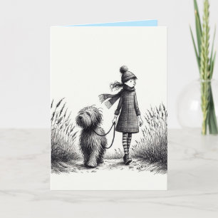 Cartão Caminhando com o Cachorro
