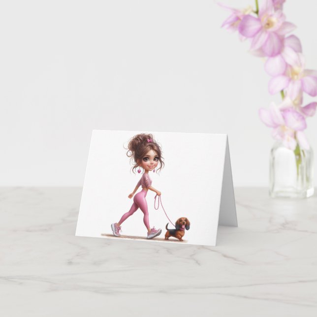 Cartão Caminhando Meu Dachshund (Orquídea)