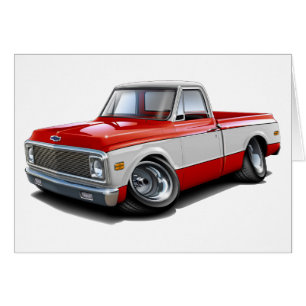 Cartão Caminhão 1970-72 Vermelho-Branco de Chevy C10