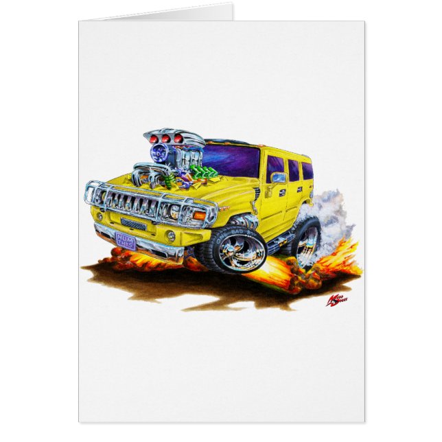 Cartão Caminhão amarelo de Hummer H2 (Frente)