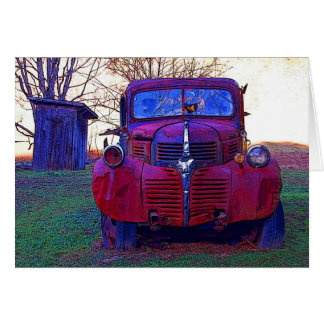 Cartão Caminhão antigo e Outhouse