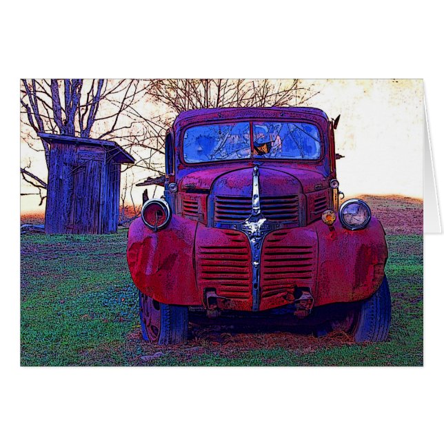 Cartão Caminhão antigo e Outhouse (Frente Horizontal)