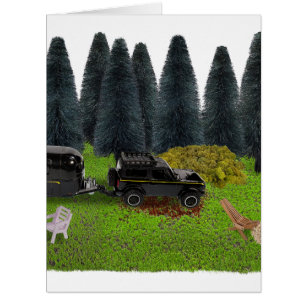 Cartão Caminhão com Camper na Floresta Limpa Camping Spo