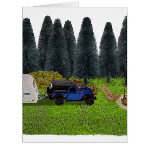 Cartão Caminhão com uma Acampamento de Puxação no Campo L